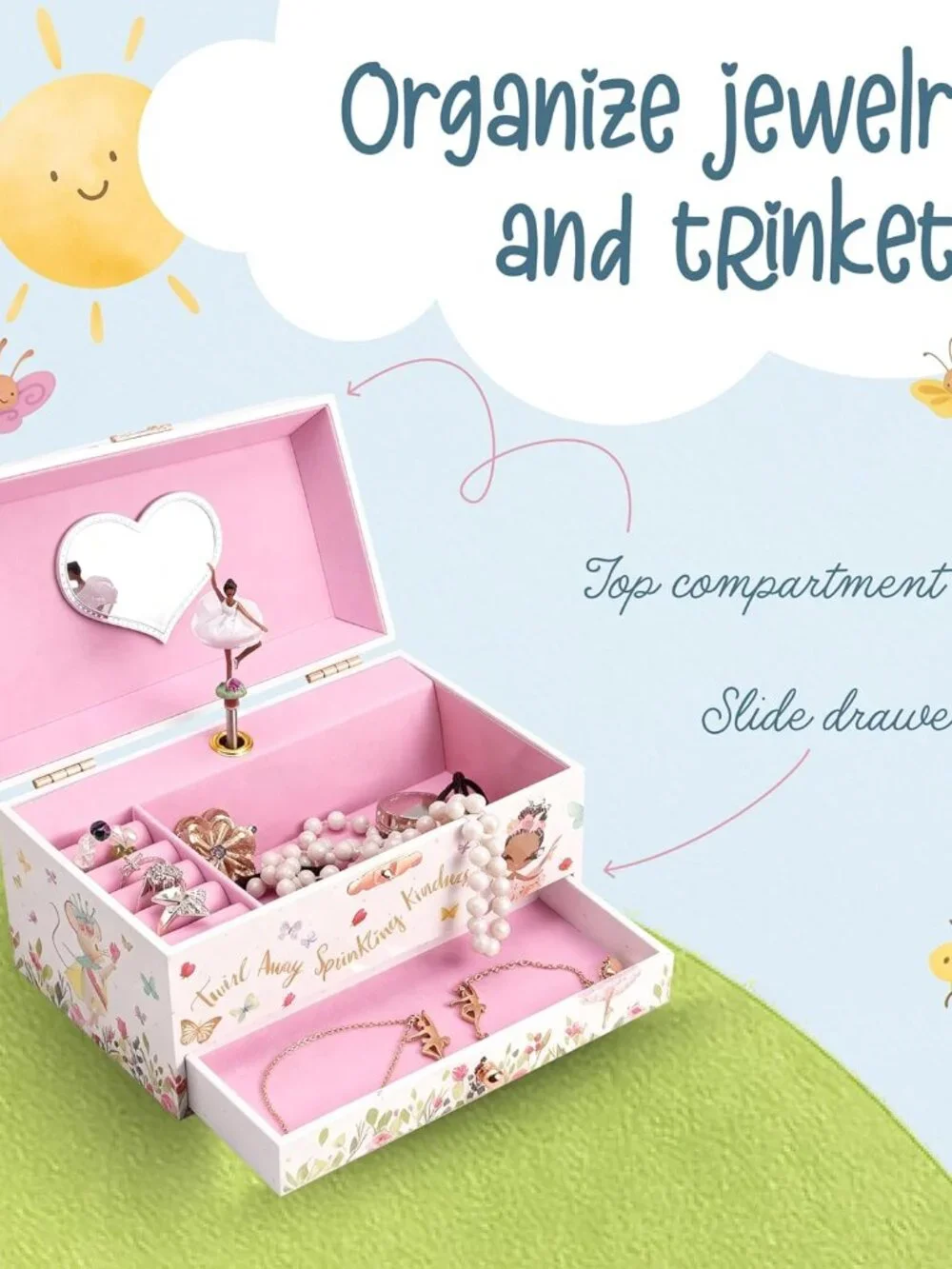 The Memory Building Co Black Ballerina Musical Jewelry Box Plays Classic Melody,